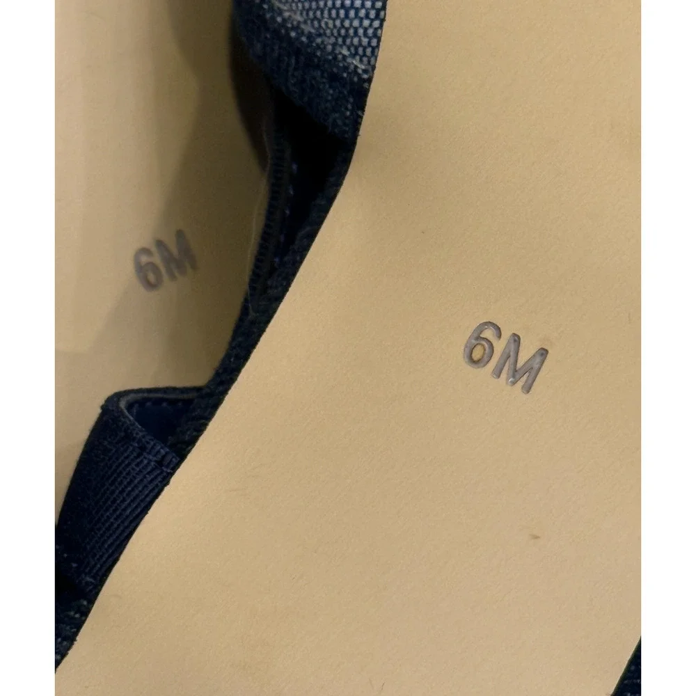 NEW TALBOTS CHAMBRAY DARK DENIM SYLVIE BOW SLINGBACK PUMPS SHOES SZ 6
